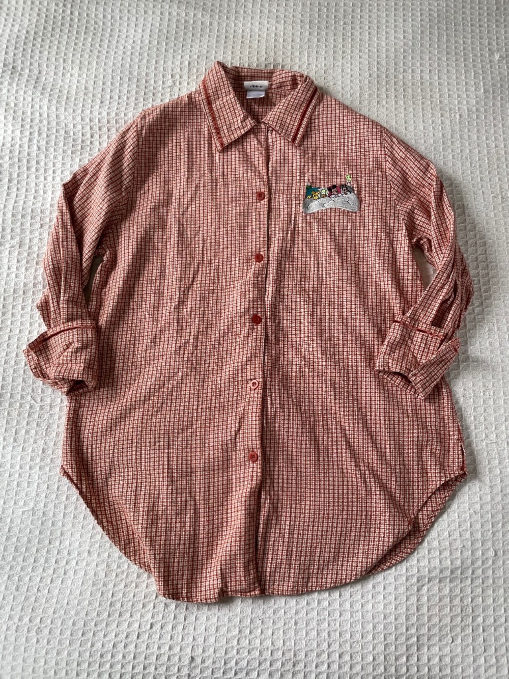 Walt Disney World Flannel Light Red Plaid Sleep Shirt/Gown - Size L